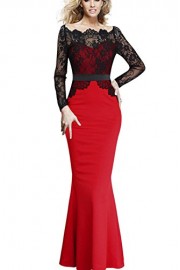 Viwenni Women Lace Maxi Cocktail Party Evening Fromal Gown Dress - Myファッションスナップ - $12.99  ~ ¥1,462