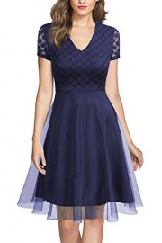 Viwenni Women's Sexy Vintage Evening Wedding Cocktail Party Lace Dress - My look - $9.99 