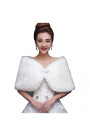 WDING Bridal Warm Fur Shawl White Wedding Bolero Wrap Cape Stole Women Coat - Moj look - $19.00  ~ 16.32€