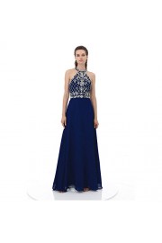 WDING Long Prom Dresses Halter Backless Heavy Beaded Rhinestone Evening Dresses - My look - $112.99 