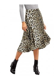 WDIRARA Women's Casual Leopard Print Ruffle Trim A Line Midi Skirt - O meu olhar - $9.99  ~ 8.58€
