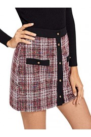WDIRARA Women's Elegant Button-Up A-Line Mid Waist Plaid Short Skirt - O meu olhar - $27.96  ~ 24.01€