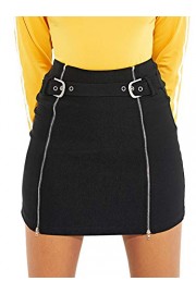 WDIRARA Women's Sexy Summer High Waist Bodycon Mini Zip Up Skirt - My look - $14.99 