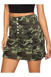WDIRARA Women's Summer A Line Mid Waist Camo Print Mini Denim Skirt - My look - $13.99 