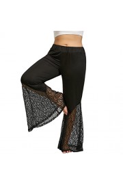 WILLTOO Wide Leg Pants Plus Size Womens Lace Bell-bottomed Trousers Oversized Lightweight Flare Yoga Long Pant - My look - $9.36 
