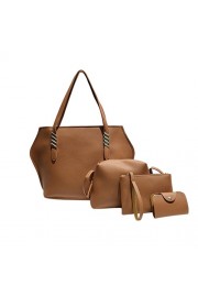 WILLTOO Women Fashion Leather Handbags Purses Top-Handle Satchel Tote Bag Shoulder Casual Crossbody Bag 4Pcs Set - My look - $10.99 