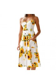 WILLTOO Womens Sleeveless Floral Sundresses Summer Sexy Spaghetti Beach Dress with Pocket - Moj look - $11.23  ~ 9.65€