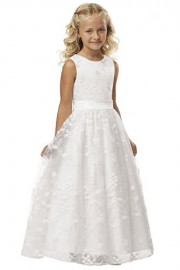 Wedding Pageant Lace Flower Girl Dress with Belt 2-13 Year Old - Moj look - $38.99  ~ 33.49€
