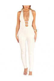 Whoinshop Women's Sexy V Neck Jumpsuit Backless Stretch Bodycon Bandage Party Romper Pants - Mój wygląd - $60.00  ~ 51.53€