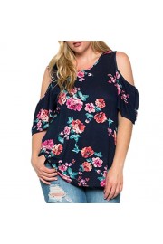 Women Half Sleeve Floral Print Shirt Tops O-Neck Big Size Blouse by Topunder - Moj look - $8.99  ~ 7.72€
