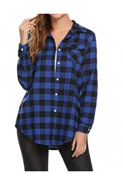 Women'S Long Sleeve Roll Up Sleeve Casual Plaid Button Down Flannel Shirts - O meu olhar - $18.99  ~ 16.31€