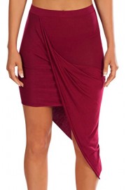 Womens Banded High Waisted Skirt Draped Beach Cover Up Asymmetrical Skirt - My look - $11.21 