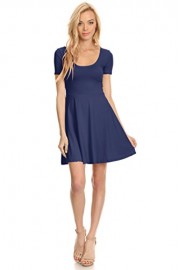 Womens Casual Short and 3/4 Sleeve Fit and Flare A Line Skater Dress Reg and Plus Size - Myファッションスナップ - $17.99  ~ ¥2,025