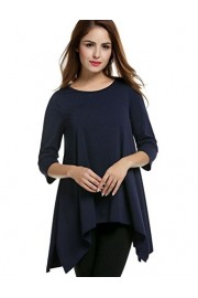 Womens Crewneck 3/4 Sleeve Irregular Hem Loose Casual Tunic T Shirt Tops - Moj look - $16.99  ~ 14.59€