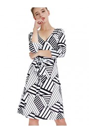 Women's Faux Wrap Midi Casual Dress Waist Tie V-Neck 3/4 Sleeve - Mój wygląd - $59.99  ~ 51.52€
