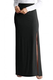 Womens Long Maxi Skirt Reg and Plus Size High Waisted Skirt with Side Slit - USA - Myファッションスナップ - $19.99  ~ ¥2,250