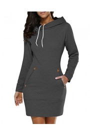 Women's Long Sleeve Cotton Slim Fit Midi Hoodie Dress Pocket S-5XL - My look - $55.98 