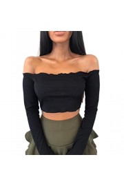 Womens Off Shoulder Blouses Crop Tops Frill Tops Bralet Boobtube Jumper by Topunder - Il mio sguardo - $6.99  ~ 6.00€