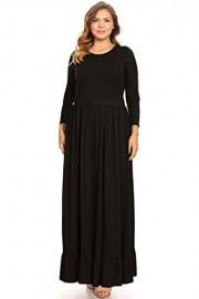 Womens Plus Size Maxi Dress with Ruffle Hem Long Sleeve Loose Plus Size Dress-USA - My look - $27.99 