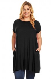 Womens Plus Size Short Sleeve T Shirt Dress Trapeze Tunic Dress with Pockets USA - My look - $19.99 
