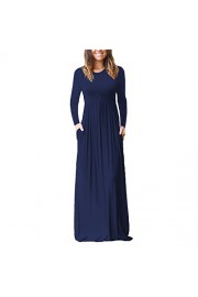 Women's Round Neck Long Sleeves Stretchy High Waist Maxi Loose 2 Pockets Solid One-Piece Casual Dress - Il mio sguardo - $37.99  ~ 32.63€