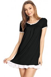 Womens Short Sleeve Sleepwear Nightgown Shirt - Made in USA - Myファッションスナップ - $18.99  ~ ¥2,137