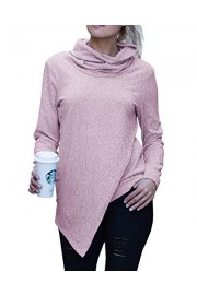 Womens Sweatshirts Long Sleeve Pile Collar Wrap Split Loose Plain Novelty Casual Pullover Coat - My look - $13.77 