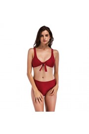 Women’s Two Pieces Bikini Sets Solid Color Tie Knot Front Halter Bathing Suit Swimwear - My look - $12.99 