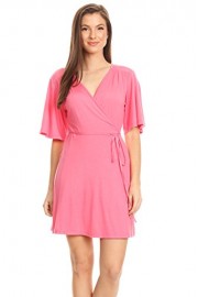 Women's Wrap Dress Flared Sleeve Reg and Plus Size Wrap Dress with Tie Belt - USA - My look - $18.99 