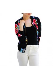 YANG-YI Women Long Sleeve Short Jacket Biker Coat Outwear Cardigan Tops Zipper Blouse - My look - $12.98 