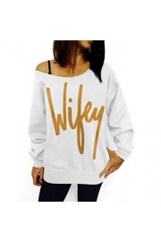 YANG-YI Womens Letter Print Loose Sweatshirt Casual Pullover Cotton Top O-Neck Blouse - Il mio sguardo - $7.99  ~ 6.86€