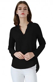 YMING Women's Casual Chiffon Blouse Tunic Loose Tee Shirt Long Sleeve Top - My look - $23.99 