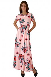 YMING Women's Casual Floral Dress Boho Midi-Long Dress Beach Dress with Pockets - Mein aussehen - $31.99  ~ 27.48€