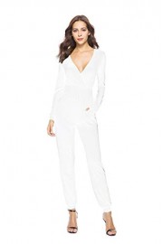 YMING Women's Casual Jumpsuits and Romper Deep V Neck Long Sleeve Pants with Pockets - My look - $28.99 