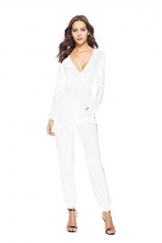 YMING Women's Casual Jumpsuits and Romper Deep V Neck Long Sleeve Pants with Pockets - Mein aussehen - $28.99  ~ 24.90€