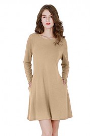 YMING Women's Casual Long Sleeve Flowy Shirt Mini Fall Dress with Pockets - My look - $25.99 