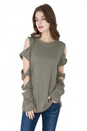 YMING Women's Casual Loose Blouse Hollow Out Shoulder Long Sleeve Top - My look - $27.99 