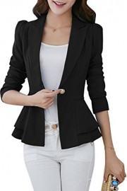 YMING Women's Lotus Leaf Hem Slim Fit Blazer Casual Tunic Office Blazer - Mein aussehen - $39.99  ~ 34.35€