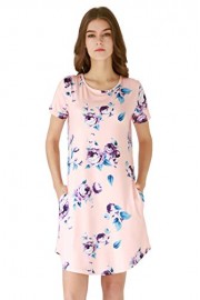 YMING Women's Plus Size Floral Print Dress Swing Mini Short Sleeve Summer Dress with Pockets - My look - $15.99 
