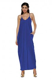 YMING Women's Plus Size V Neck Spaghetti Strap Maxi Dress Summer Beach Dress with Pockets - Моя внешность - $15.99  ~ 13.73€