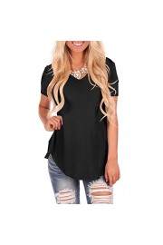 YS.DAMAI Women's Short Sleeve V Neck T Shirts Casual Plain Summer Tee Tops Blouse - My look - $25.99 