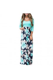 YUMDO Women's 3/4 Sleeve Floral Dress Casual Stretch Maxi Long Dresses - Myファッションスナップ - $10.00  ~ ¥1,125