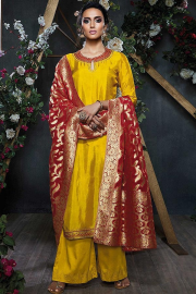 Yellow Embroidered Palazzo Suit - Wybieg - £85.00  ~ 96.06€