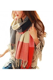Yidarton Lady Winter Warm Blanket Scarf Tartan Check Neck Wrap Shawl - My时装实拍 - $8.99  ~ ¥60.24