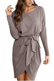 Yidarton Women Ladies Sexy Fashion Long Sleeve Solid Slit Cocktail Party Dress - Mi look - $9.99  ~ 8.58€