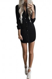 Yidarton Women Long Blouse Long Sleeve Button Up Sexy Tunic Summer Slim T-Shirt - Mi look - $12.99  ~ 11.16€