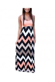 Yidarton Women Summer Maxi Dress Striped Sleeveless Casual Beach Party Dress - Mi look - $17.99  ~ 15.45€
