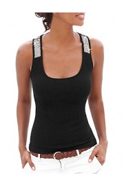 Yidarton Women Summer Sexy Vest Sequin Sleeveless Casual Tank Tops T-Shirt Blouse - Mi look - $11.99  ~ 10.30€