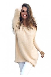 Yidarton Women's Long Sleeve V Neck Solid Loose Fit Tunic Sweater - My look - $13.99 