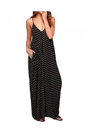 Yidarton Womens V-Neck Polka Dot Pocket Long Maxi Summer Beach Dress - Mi look - $15.99  ~ 13.73€